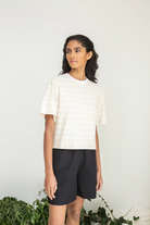 Beaumont Organic Bay Sue Top - Sand Thin Stripe Women's Tops - Sloane Boutique