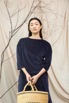 Beaumont Organic Divya Organic Cotton Velour Top - Night Sky Navy Women's Tops - Sloane Boutique