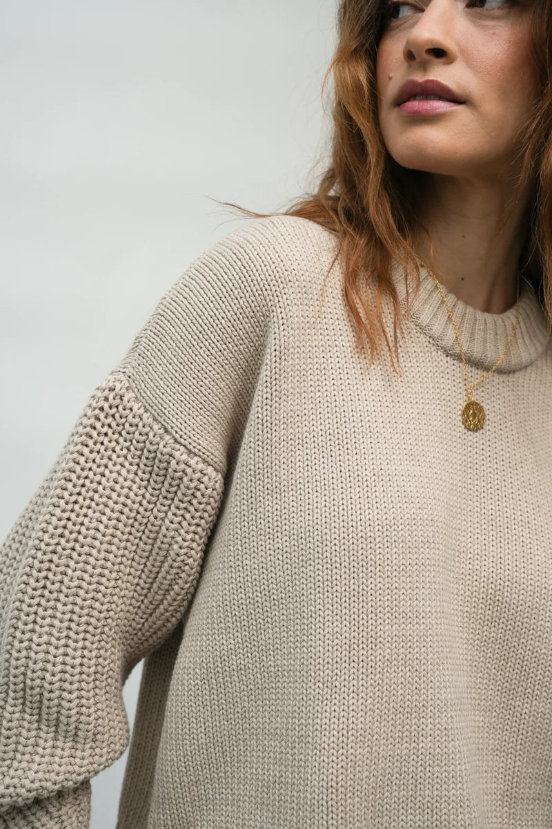 Beaumont Organic Emmy Sweater - Beige Women's Tops - Sloane Boutique