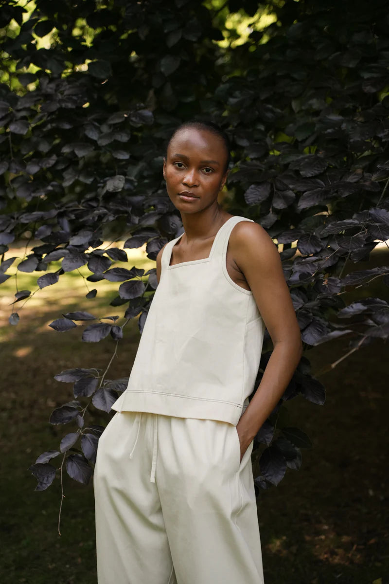 Beaumont Organic Jess-Leigh Denim Vest Top - Ecru Women's Tops - Sloane Boutique