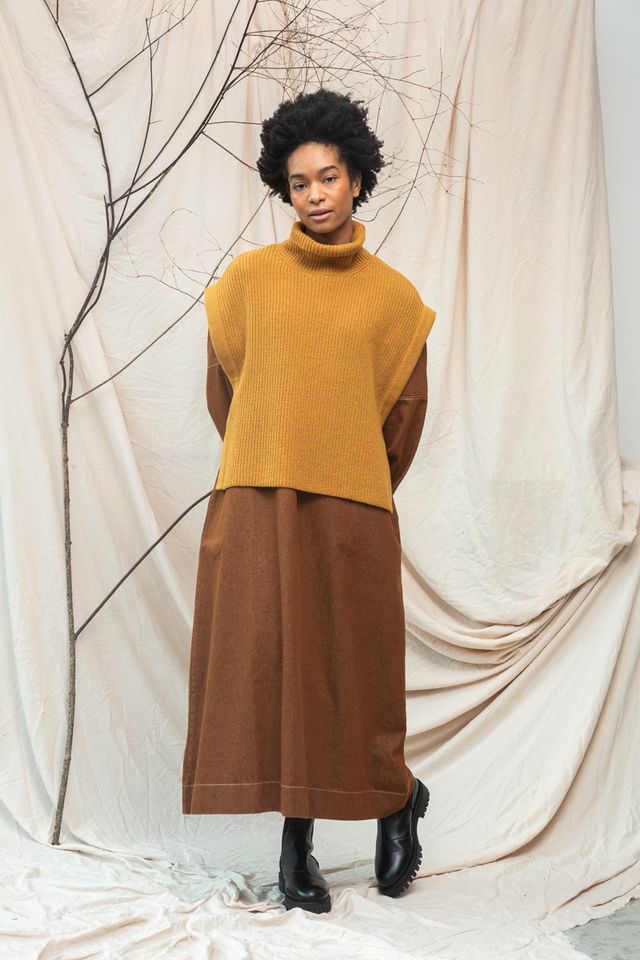 Beaumont Organic Kanon Vest - Ochre Marl Women's Tops - Sloane Boutique