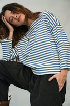 Beaumont Organic Leia-Sue Jersey Top - Pewter and Off-White Stripe Women's Tops - Sloane Boutique