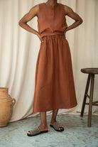 Beaumont Organic Lyla-May Linen Skirt - Russet Women's Bottoms - Sloane Boutique