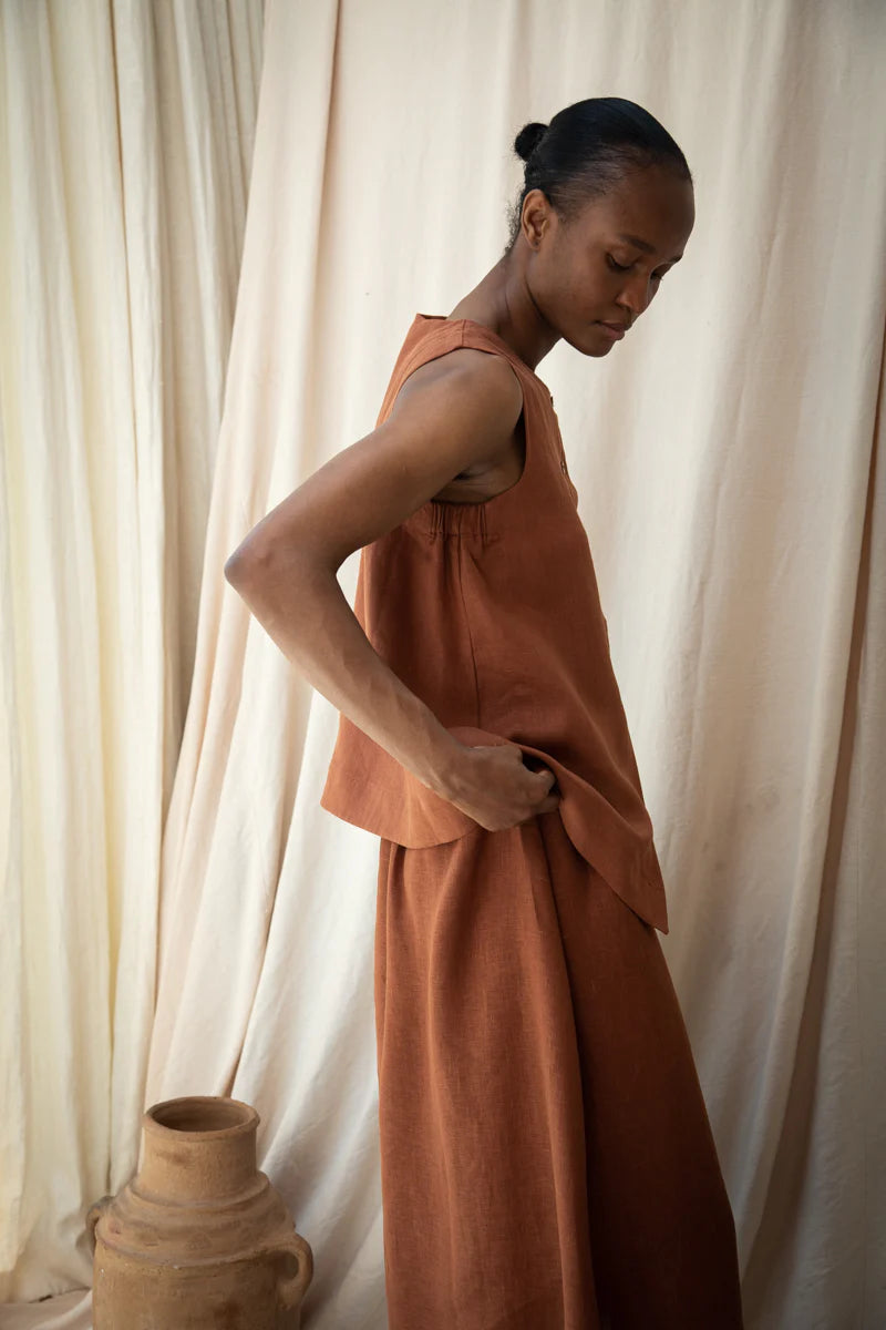 Beaumont Organic Lyla-May Linen Skirt - Russet Women's Bottoms - Sloane Boutique