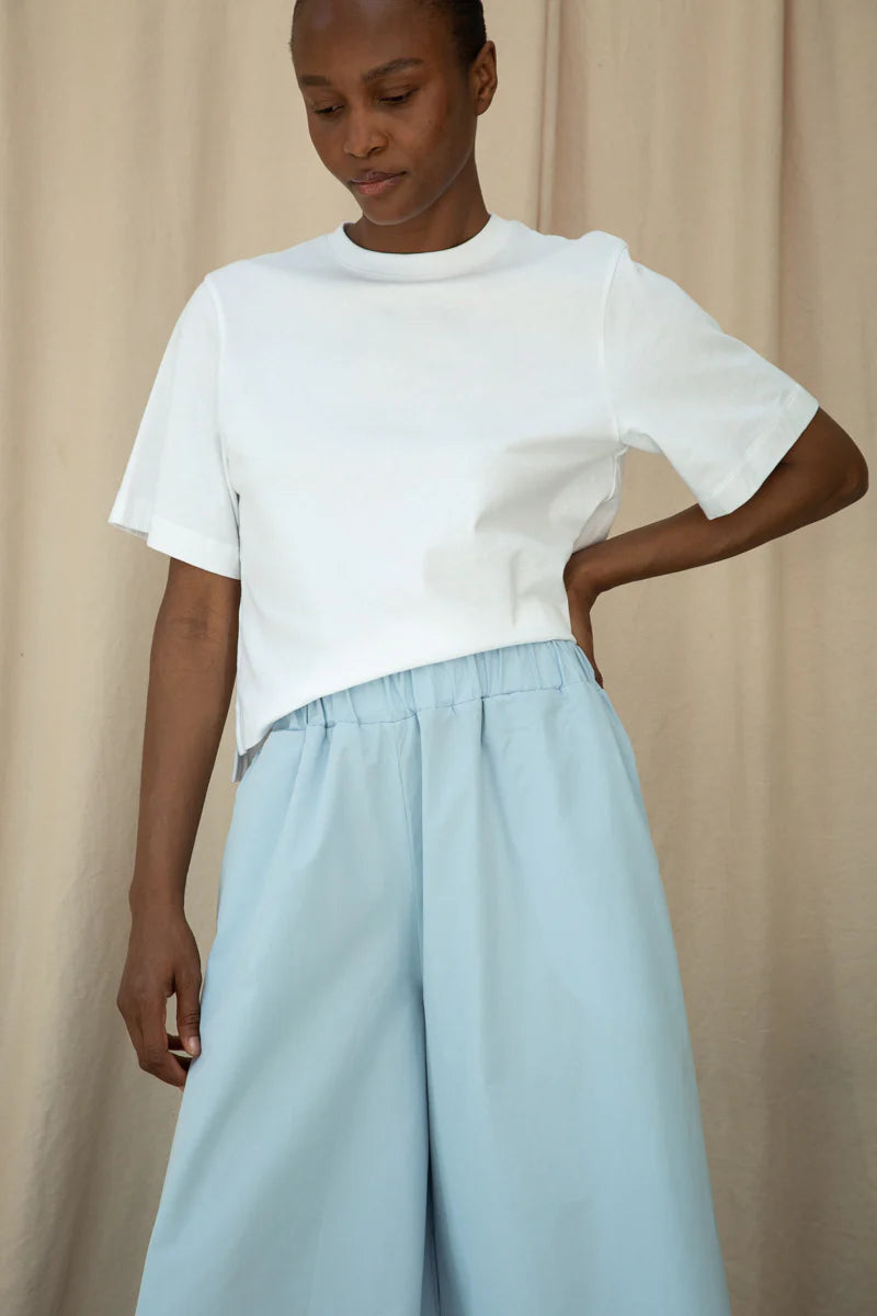 Beaumont Organic Mazu Cotton Poplin Trouser - Powder Blue Women's Bottoms - Sloane Boutique