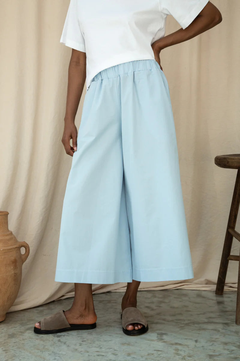 Beaumont Organic Mazu Cotton Poplin Trouser - Powder Blue Women's Bottoms - Sloane Boutique