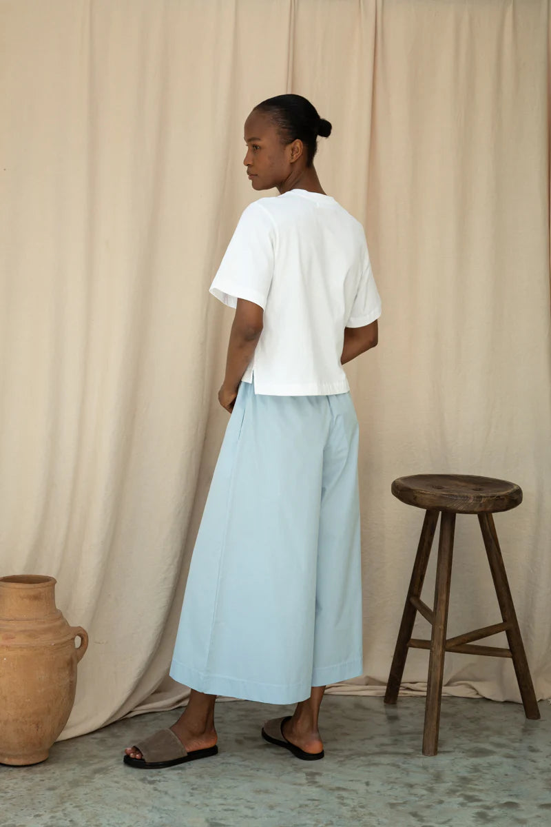 Beaumont Organic Mazu Cotton Poplin Trouser - Powder Blue Women's Bottoms - Sloane Boutique