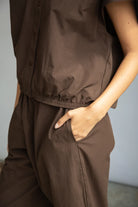 Beaumont Organic Nancy Cotton Jersey & Poplin Shirt - Cacao Women's Tops - Sloane Boutique