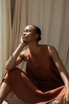 Beaumont Organic Olivia-May Linen Waistcoat - Russet Women's Tops - Sloane Boutique