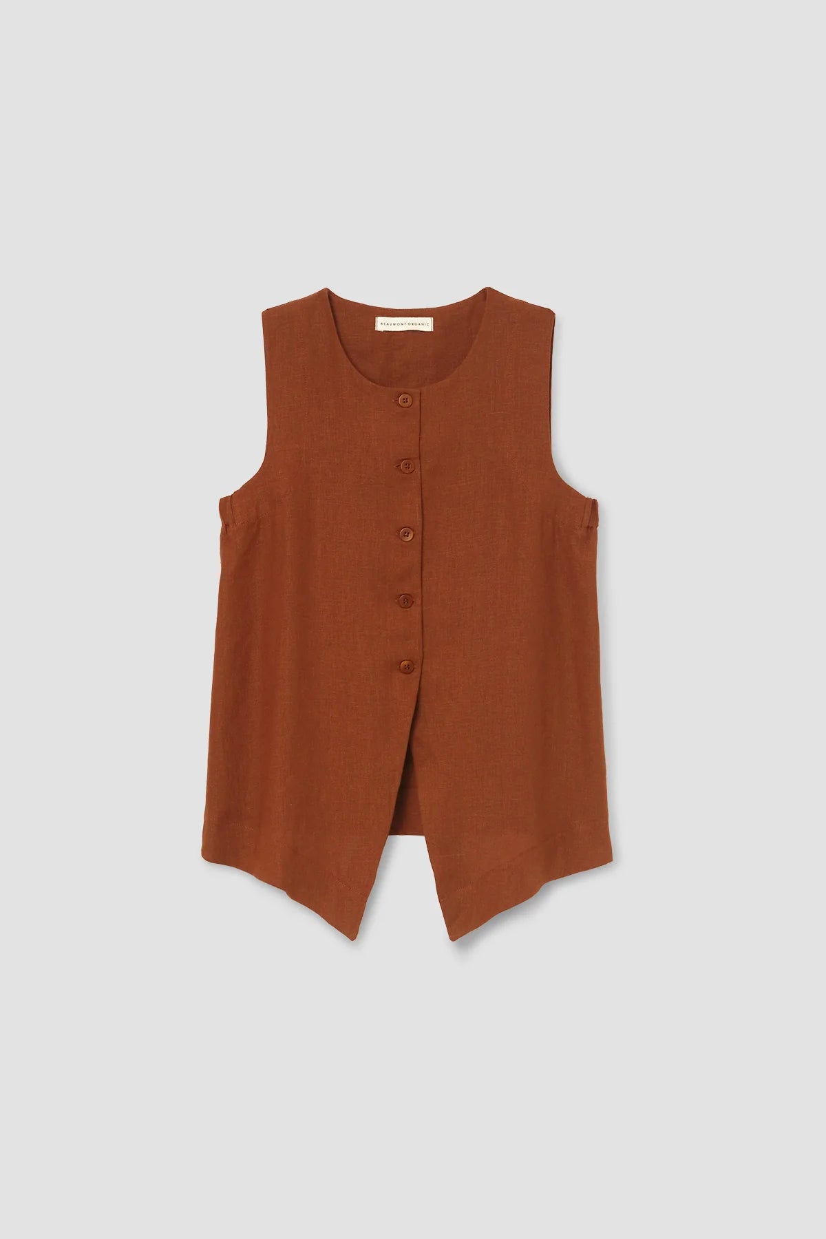 Beaumont Organic Olivia-May Linen Waistcoat - Russet Women's Tops - Sloane Boutique