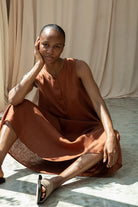 Beaumont Organic Olivia-May Linen Waistcoat - Russet Women's Tops - Sloane Boutique