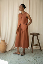 Beaumont Organic Olivia-May Linen Waistcoat - Russet Women's Tops - Sloane Boutique