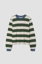 Beaumont Organic Sierra-Sue Jersey Top - Olive and Ecru Marl Stripe Women's Tops - Sloane Boutique