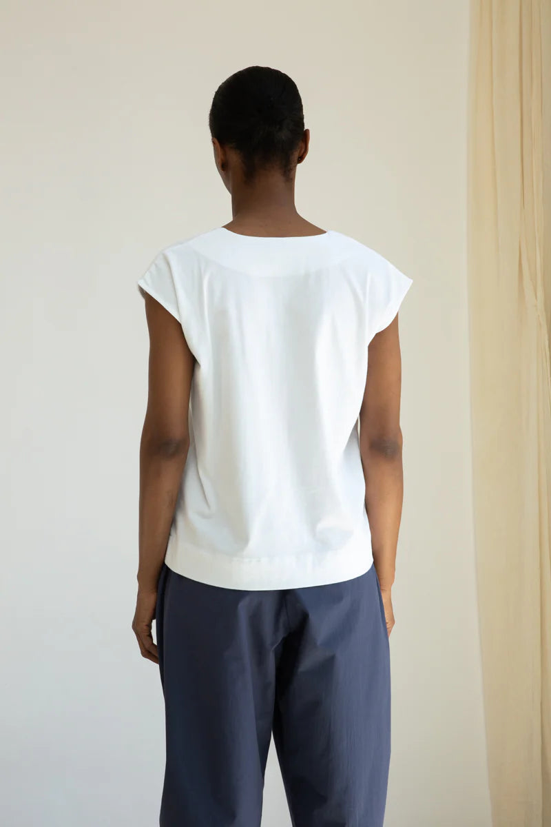 Beaumont Organic Tamsin Cotton Jersey Top - White Women's Tops - Sloane Boutique