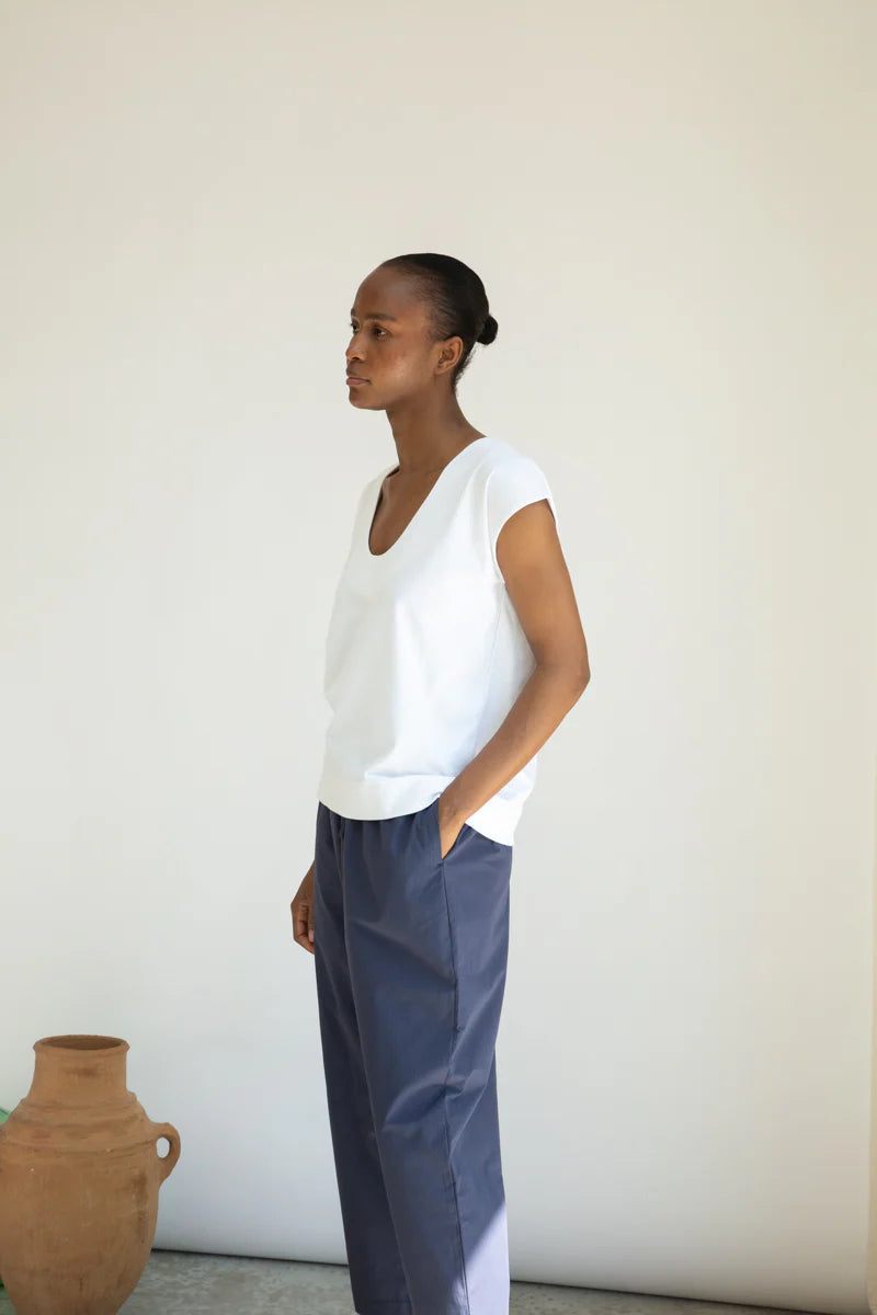 Beaumont Organic Tamsin Cotton Jersey Top - White Women's Tops - Sloane Boutique