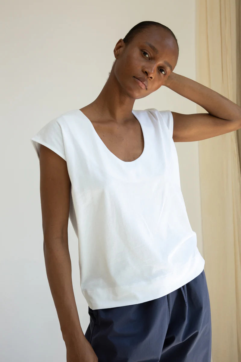 Beaumont Organic Tamsin Cotton Jersey Top - White Women's Tops - Sloane Boutique