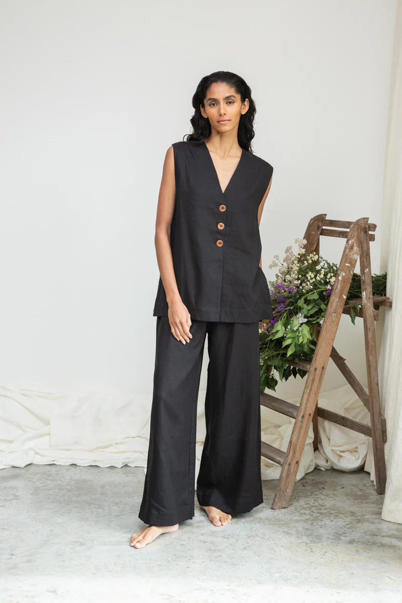 Beaumont Organic Wren-May Vest - Black Women's Tops - Sloane Boutique