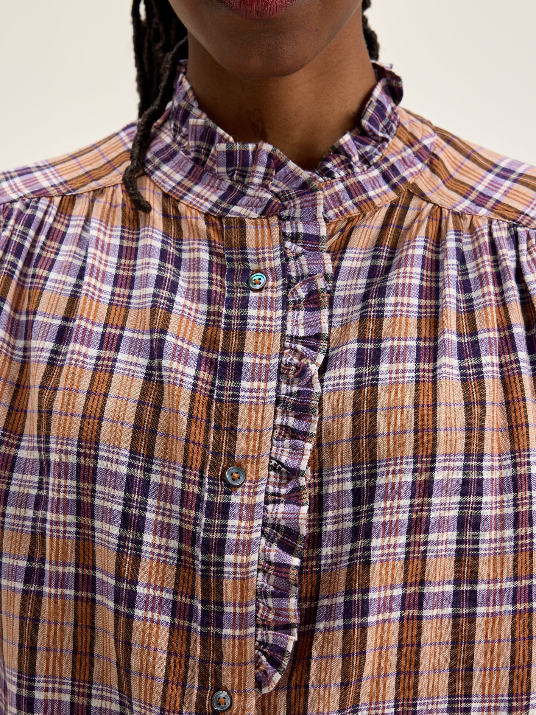 Bellerose Claudia Blouse - Brown Check Women's Tops - Sloane Boutique