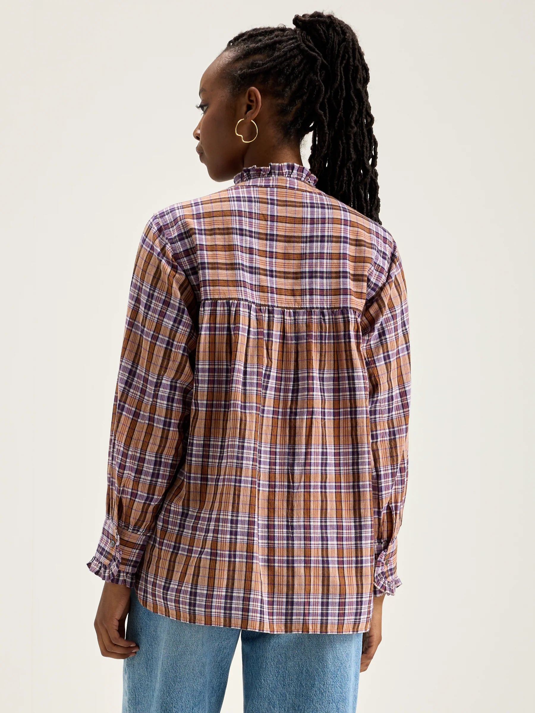 Bellerose Claudia Blouse - Brown Check Women's Tops - Sloane Boutique
