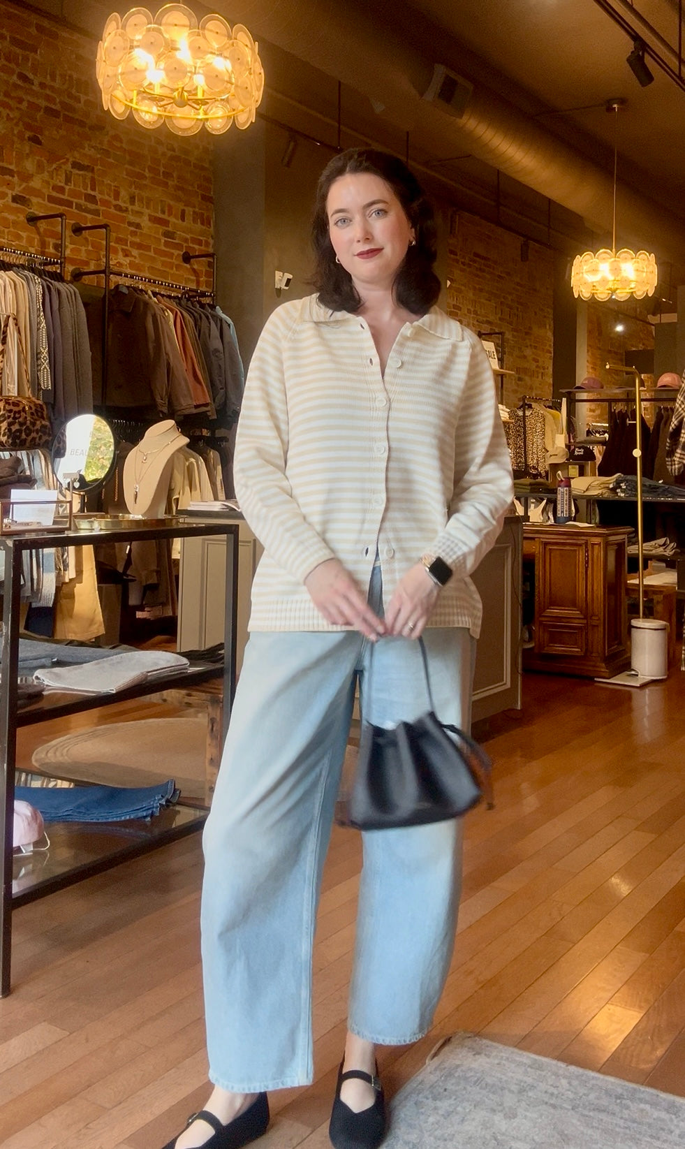Callahan Beth Cardigan - Creme Stripe Women's Tops - Sloane Boutique