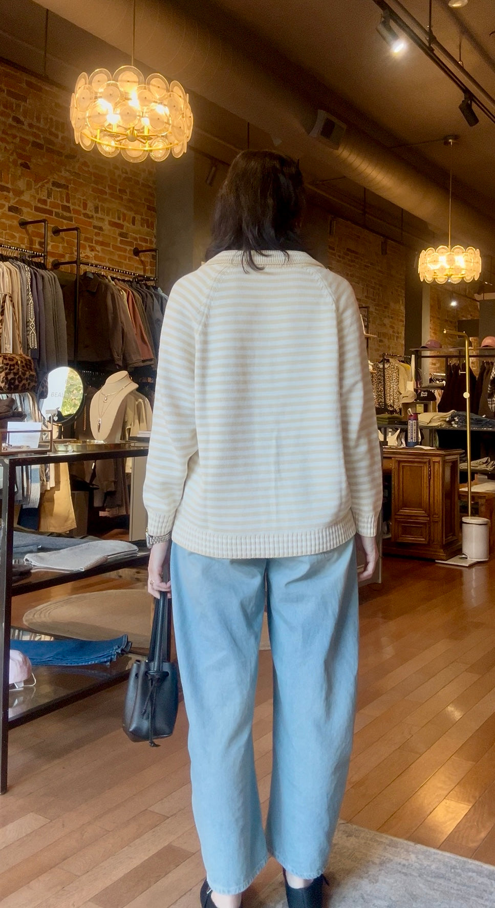 Callahan Beth Cardigan - Creme Stripe Women's Tops - Sloane Boutique