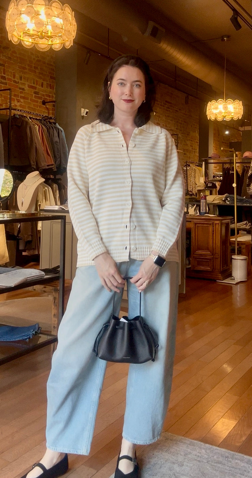 Callahan Beth Cardigan - Creme Stripe Women's Tops - Sloane Boutique