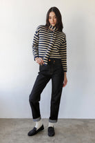 Callahan Jane Cardigan & Scarf - Navy & Creme Stripe Women's Tops - Sloane Boutique