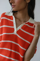 Callahan Knitwear Doris Oversized Polo - Poppy Women's Tops - Sloane Boutique