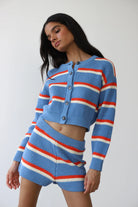 Callahan Knitwear Fiona Cardigan - Capri Blue Stripe Women's Tops - Sloane Boutique
