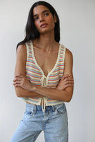 Callahan Knitwear Mai Crochet Tie Tank - Creme Women's Tops - Sloane Boutique