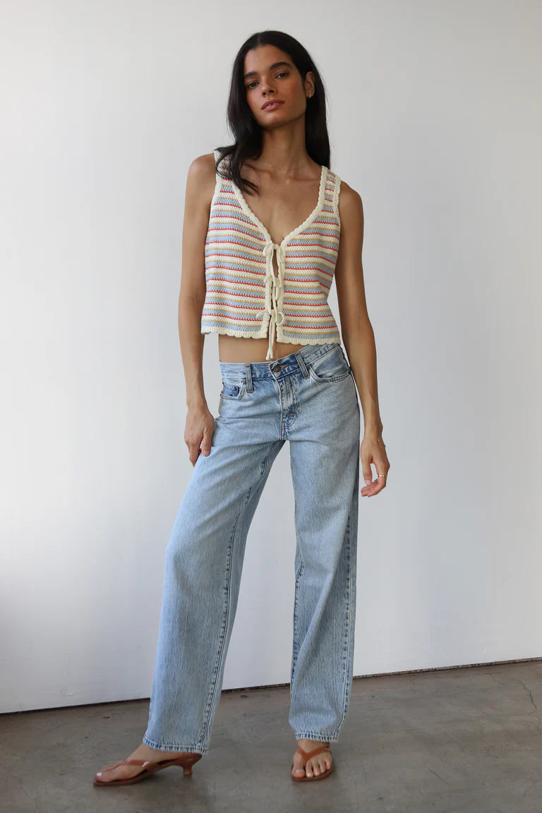 Callahan Knitwear Mai Crochet Tie Tank - Creme Women's Tops - Sloane Boutique