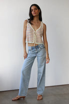 Callahan Knitwear Mai Crochet Tie Tank - Creme Women's Tops - Sloane Boutique