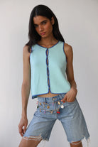 Callahan Knitwear Mala Stitch Tank - Light Blue Women's Tops - Sloane Boutique