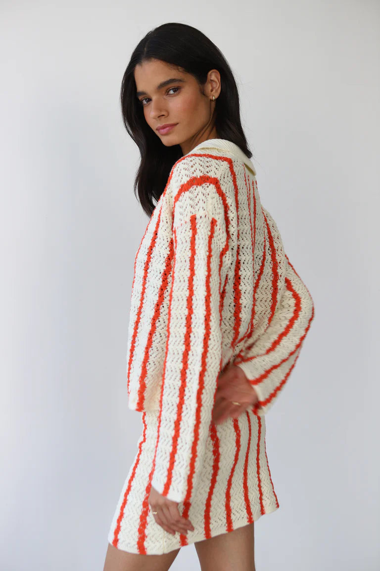 Callahan Knitwear Sienna Crochet Button Down - Poppy Women's Tops - Sloane Boutique