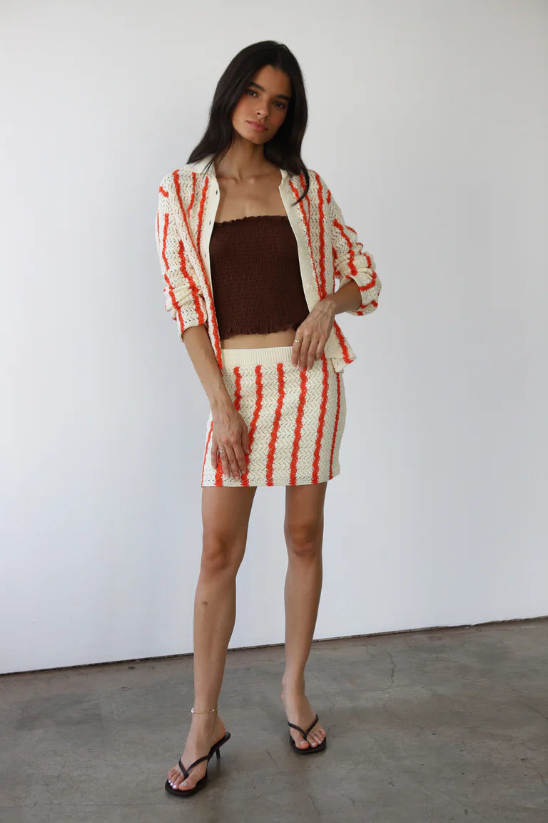 Callahan Knitwear Sienna Crochet Button Down - Poppy Women's Tops - Sloane Boutique