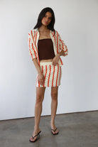 Callahan Knitwear Sienna Crochet Button Down - Poppy Women's Tops - Sloane Boutique