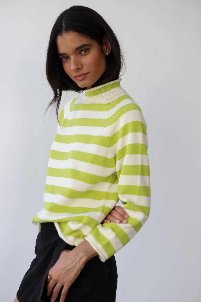 Callahan Knitwear The Mock Neck - Sour Melon Women's Tops - Sloane Boutique