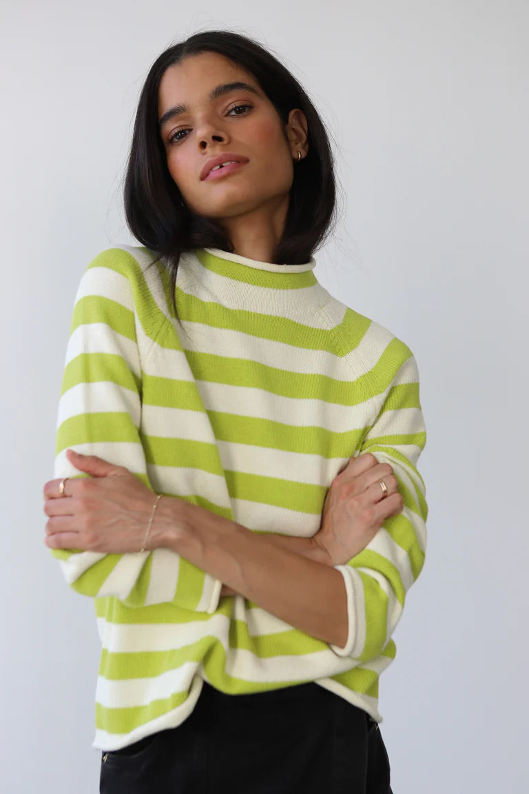 Callahan Knitwear The Mock Neck - Sour Melon Women's Tops - Sloane Boutique