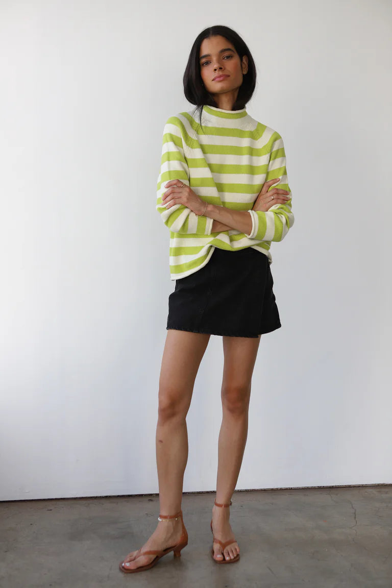 Callahan Knitwear The Mock Neck - Sour Melon Women's Tops - Sloane Boutique