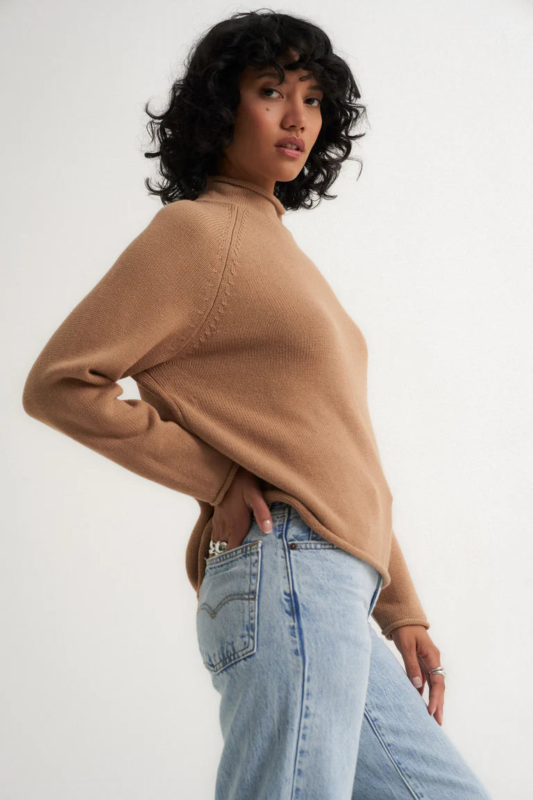 Callahan The Mock Neck - Camel Women's Tops - Sloane Boutique