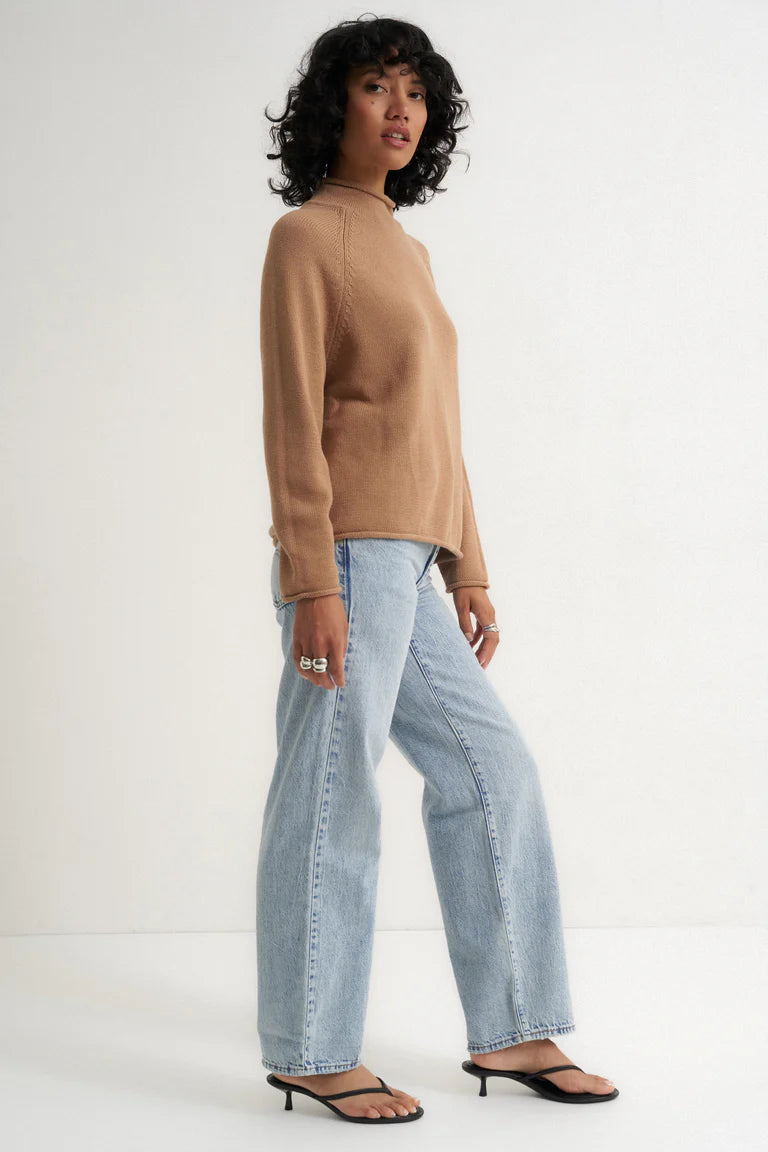 Callahan The Mock Neck - Camel Women's Tops - Sloane Boutique