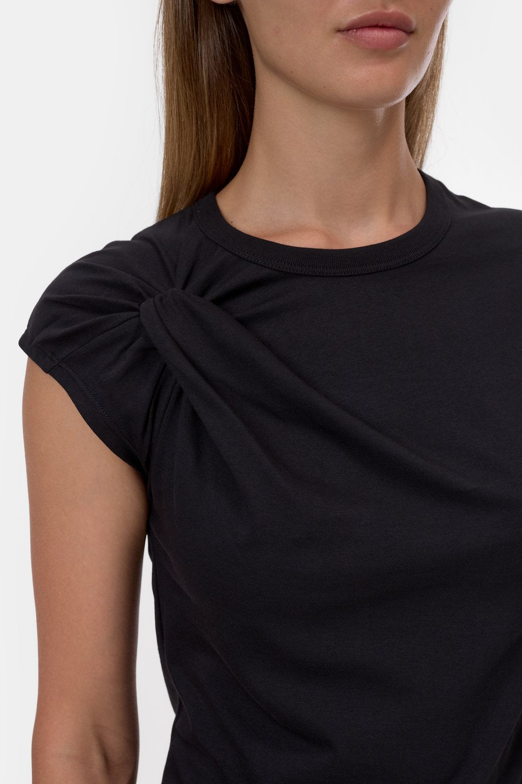 Closed Bow T-Shirt - Black Women's Tops - Sloane Boutique
