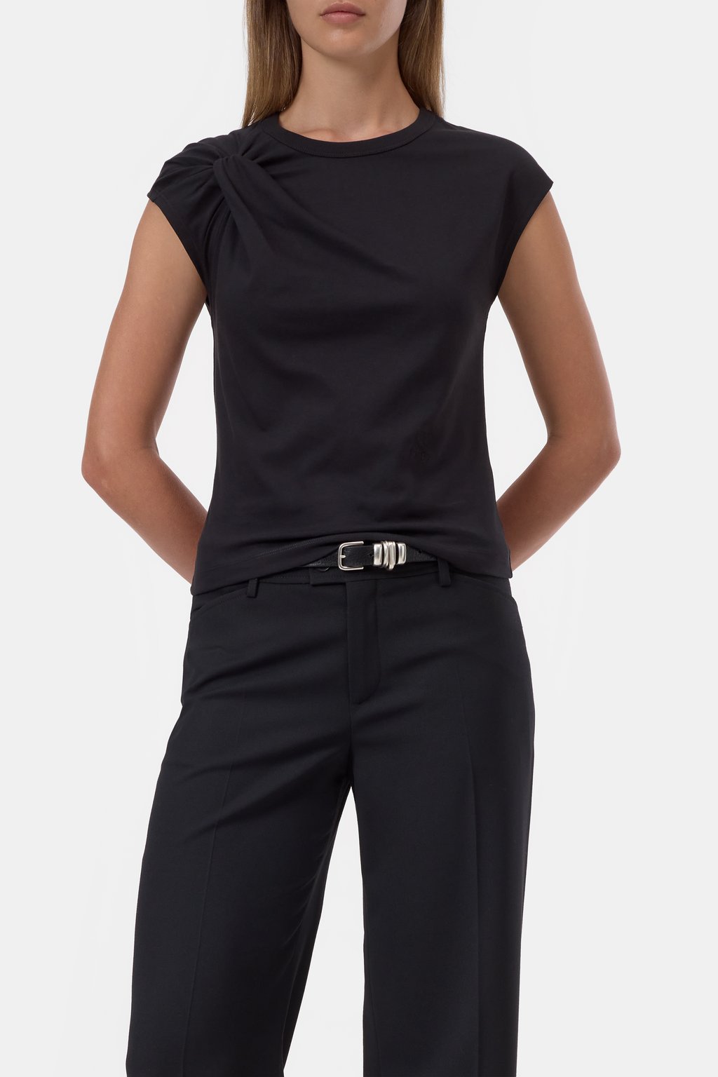 Closed Bow T-Shirt - Black Women's Tops - Sloane Boutique
