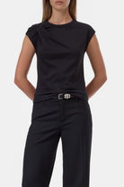 Closed Bow T-Shirt - Black Women's Tops - Sloane Boutique