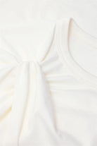Closed Bow T-Shirt - Ivory Women's Tops - Sloane Boutique