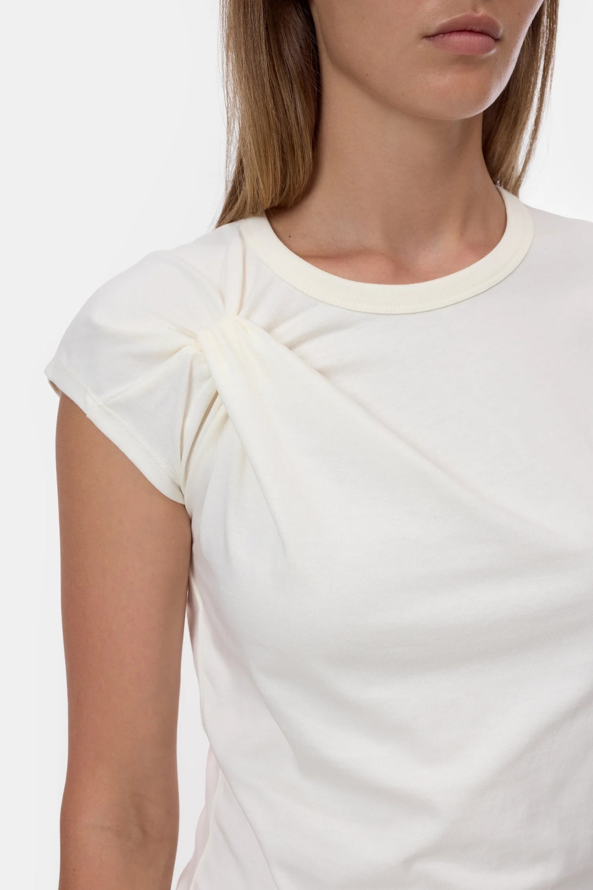Closed Bow T-Shirt - Ivory Women's Tops - Sloane Boutique
