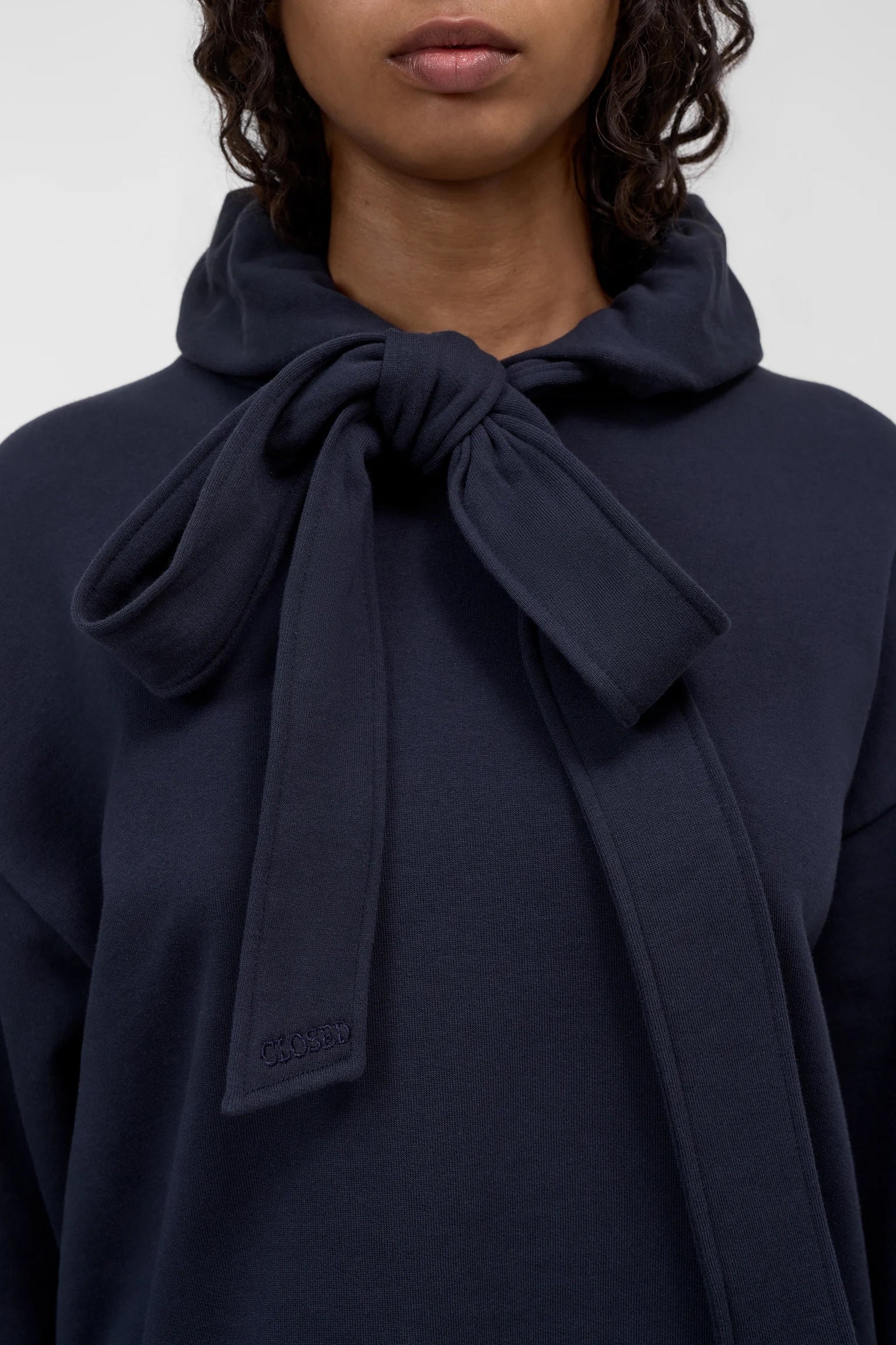 Closed Bow Tie Hoodie - Dark Night Women's Tops - Sloane Boutique
