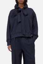 Closed Bow Tie Hoodie - Dark Night Women's Tops - Sloane Boutique