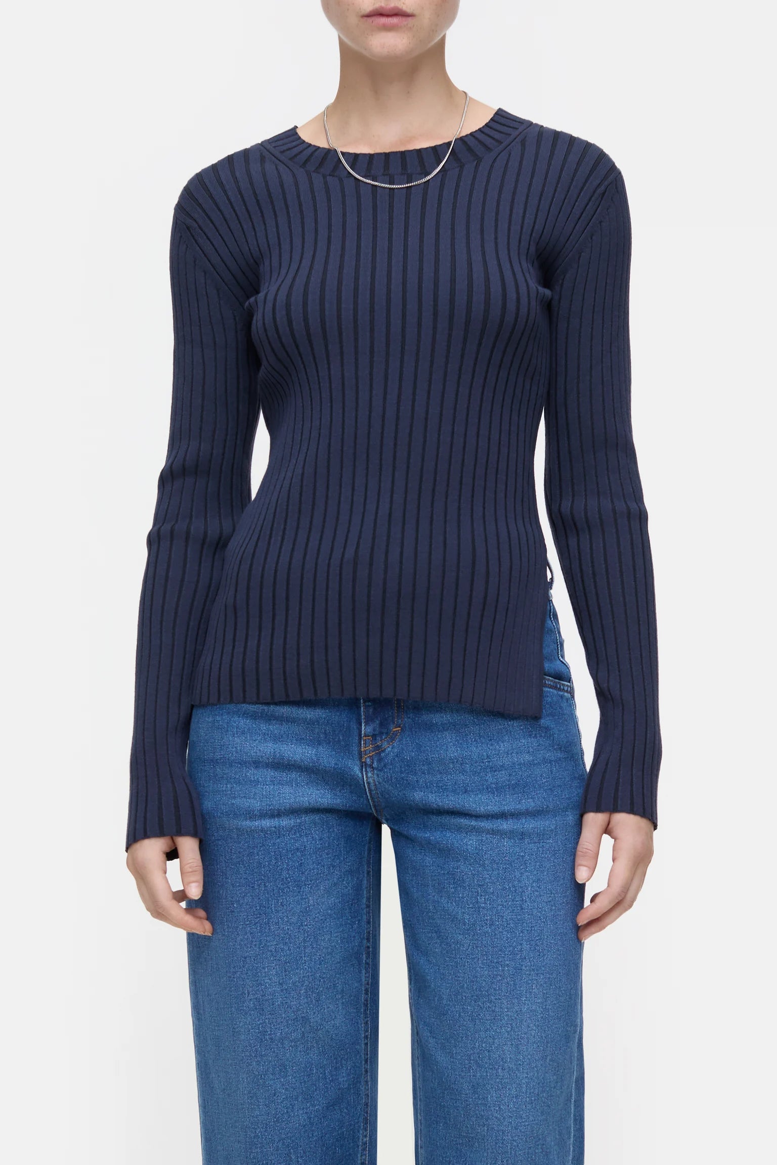 Closed Crew Neck Long Sleeve - Dark Night sale tops - Sloane Boutique