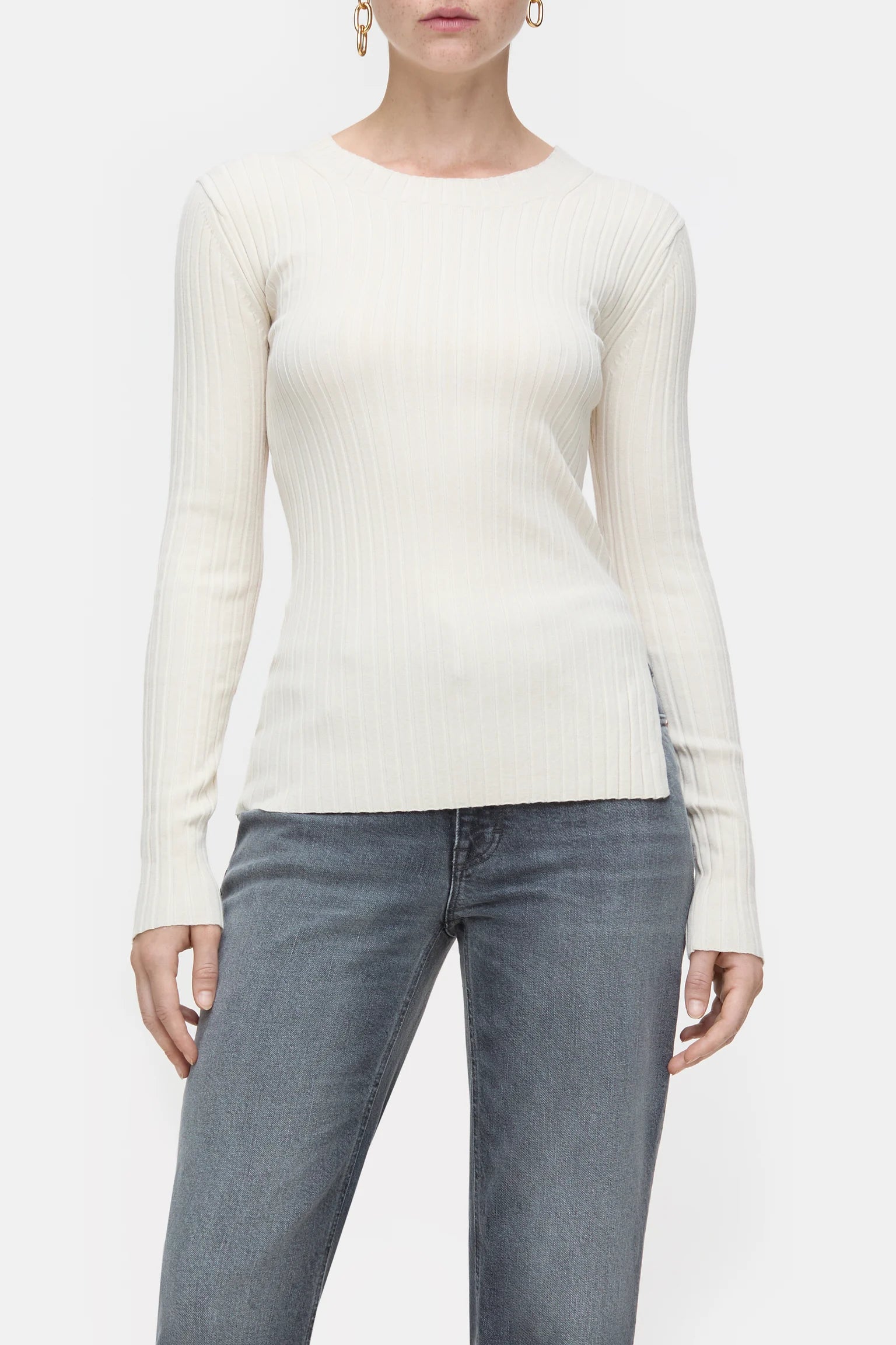 Closed Crew Neck Long Sleeve - Raw Silk Women's Tops - Sloane Boutique